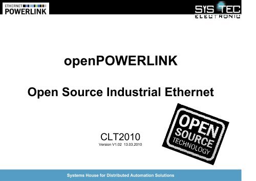 openPOWERLINK - Open Source Industrial Ethernet - Chemnitzer ...
