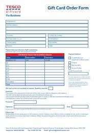 Gift Card Order Form - Tesco