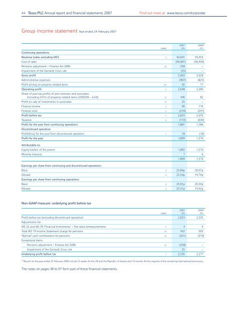 Annual Report and Financial Statements 2007 - Tesco PLC