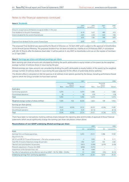 Annual Report and Financial Statements 2007 - Tesco PLC