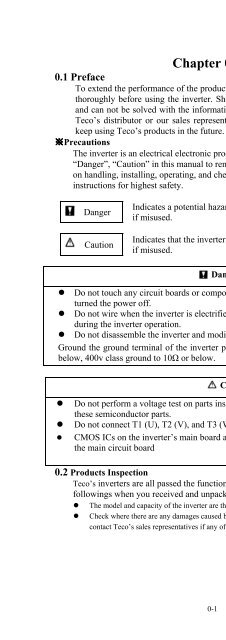 CV7300 Instruction Manual - TECO-Westinghouse Motor Company