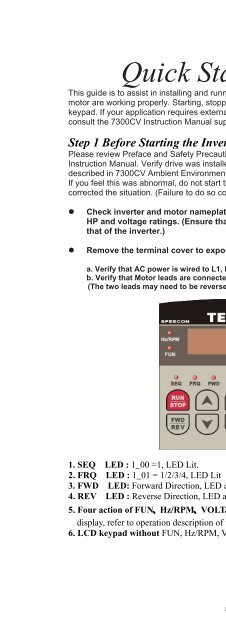 CV7300 Instruction Manual - TECO-Westinghouse Motor Company