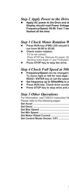 CV7300 Instruction Manual - TECO-Westinghouse Motor Company