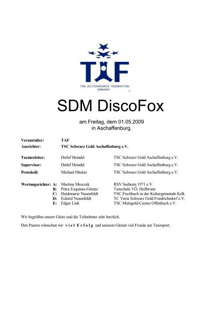 SDM DiscoFox - TSC Schwarz-Gold Aschaffenburg eV
