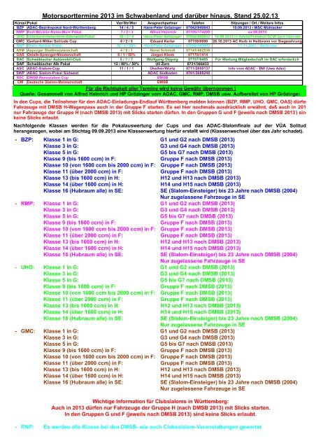 Slalomtermine 2013 40 kB - Schwaben-Motorsport