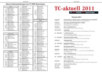 Termine, Mannschaften, Spiele 2011 - TC Spaichingen