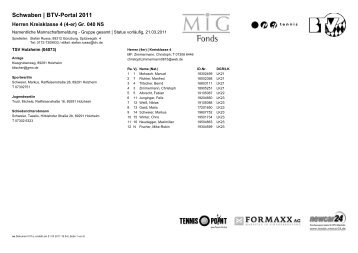 Schwaben | BTV-Portal 2011 - beim Tennisclub Reisensburg eV