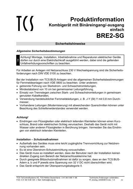 BRE2-SG - TCS AG
