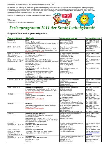 Ferienprogramm 2011 - Ludwigsstadt