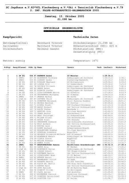 Gesamtwertung - Rothaarsteig Marathon