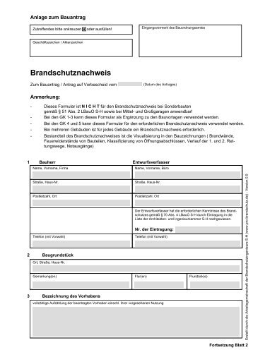 Brandschutznachweis Schleswig-Holstein