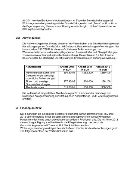 Haushaltsplan 2012 Band 2 - Hansestadt LÜBECK