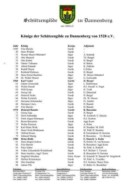 Die Könige der Schützengilde zu Dannenberg Stand 12 - Landkreis ...