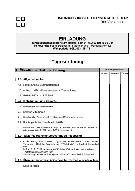Download zu diesem Dokument (PDF) - Hansestadt LÜBECK