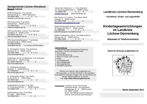 Kindertageseinrichtungen mit Integrationsgruppen im Landkreis