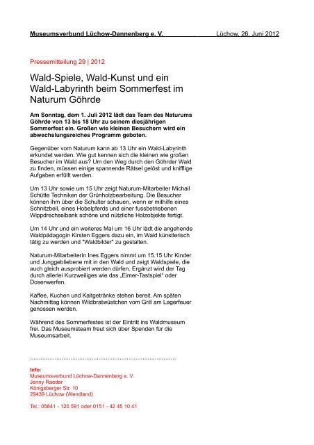 Wald-Spiele, Wald-Kunst... - Landkreis Lüchow-Dannenberg