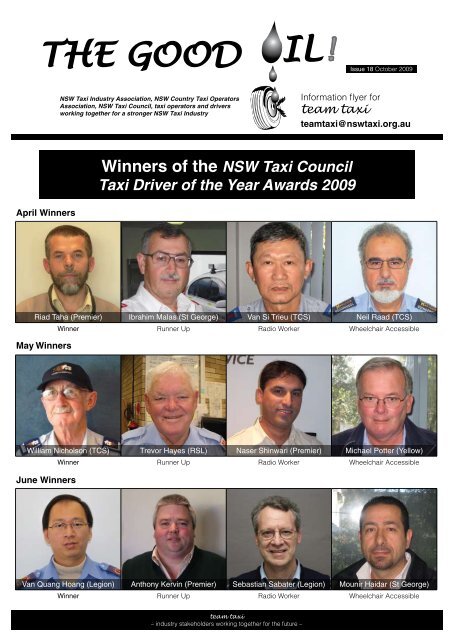 Winners of the NSW Taxi Council Taxi Driver of the Year Awards 2009