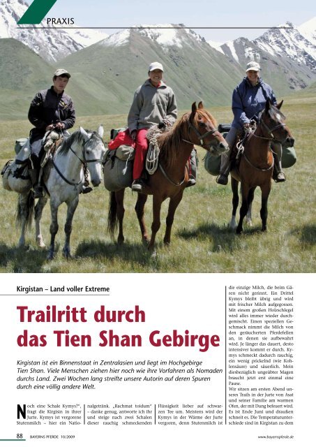 Trailritt durch das Tien Shan Gebirge - Cranio-kelm.de