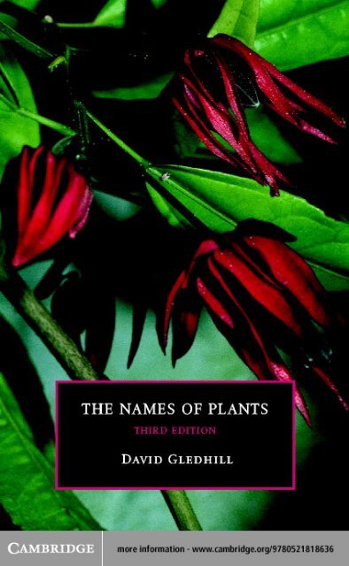 THE NAMES OF PLANTS, THIRD EDITION - Armchair Patriot