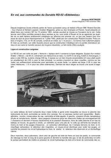 En vol, aux commandes du Duruble RD-02 « Edelweiss »