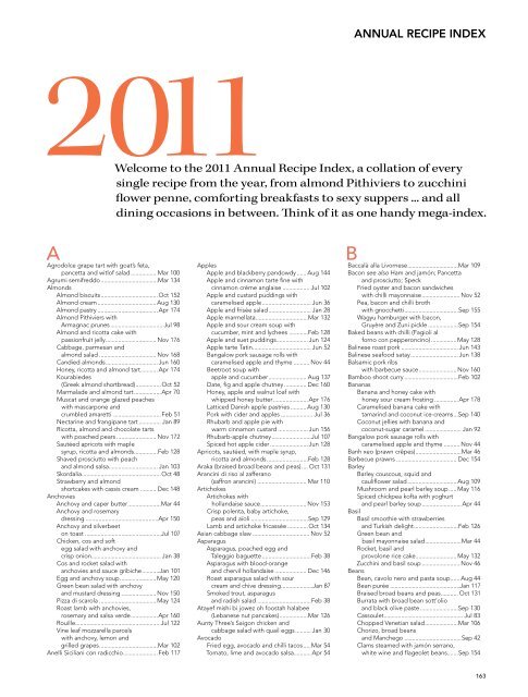 Annual RECIPE IndEx - Australian Gourmet Traveller