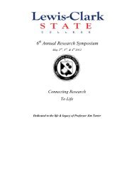 6 Annual Research Symposium - Lewis-Clark State College