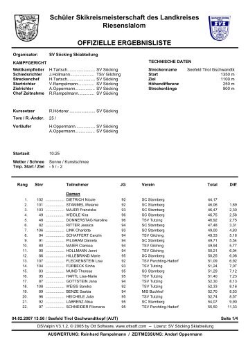 Schüler Skikreismeisterschaft des Landkreises Riesenslalom ...