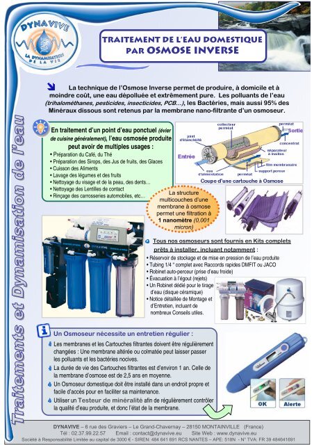 Cartouche membrane osmose inverse osmoseur