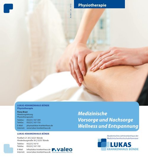 Flyer Physiotherapie - Lukas-Krankenhaus Bünde
