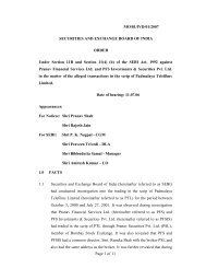 Order against Pranav Financial Services Ltd and PFS Invest–