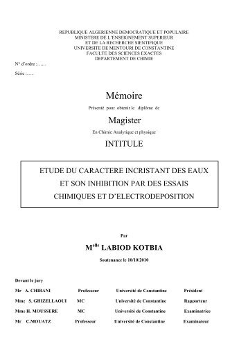 Mémoire - Université Mentouri de Constantine