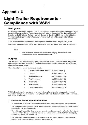 Light Trailer Requirements - Transport Tasmania