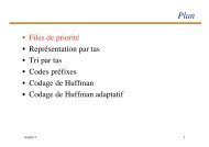 • Files de priorité • Représentation par tas • Tri par tas • Codes ...