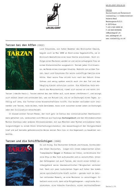 Edgar Rice Burroughs «Tarzan» Presseinformation - Walde + Graf