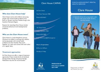 Clare House Brochure - Department of Health and Human Services