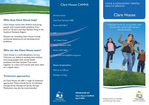 Clare House Brochure - Department of Health and Human Services
