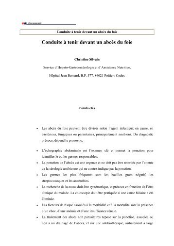 Conduite à tenir devant un abcès du foie - Afef