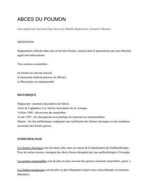 ABCES DU POUMON