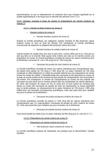 Avis 10-2012 du Comité scientifique de l'AFSCA - FAVV