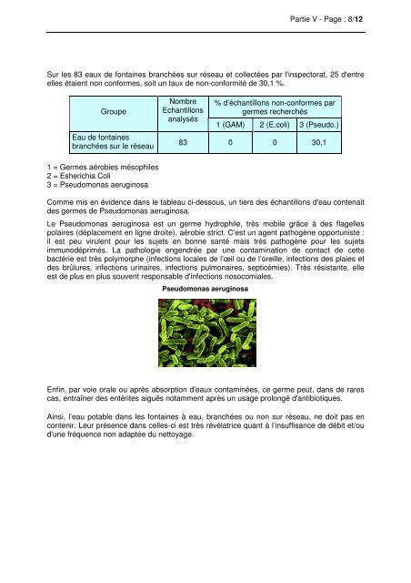 Partie V- Microbiologie des denrées alimentaires - Etat de Genève