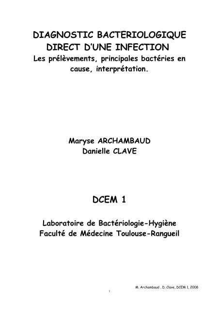 diagnostic bacteriologique direct d'une infection dcem 1