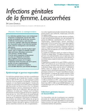 Infections génitales de la femme. Leucorrhées - CVAO