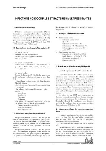 infections nosocomiales et bactéries multirésistantes - Faculté de ...