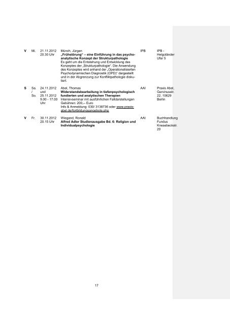 Gesamtes Fortbildungsverzeichnis der DGPT-Institute ... - Berliner Aus