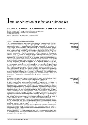 Immunodépression et infections pulmonaires. - Société de ...