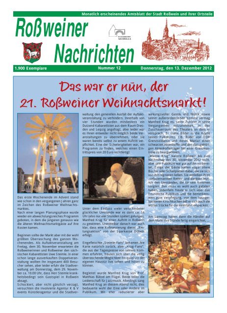 Das war er nun, der 21. Roßweiner Weihnachtsmarkt! - Niederstriegis