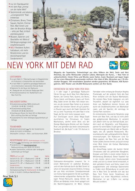 NEW YORK MIT DEM RAD - Sausewind Reisen