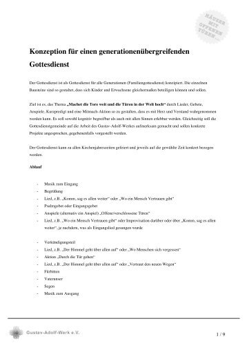 Konzeption für einen generationenübergreifenden Gottesdienst PDF