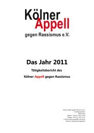 Tätigkeitsbericht 2011 - Kölner Appell gegen Rassismus