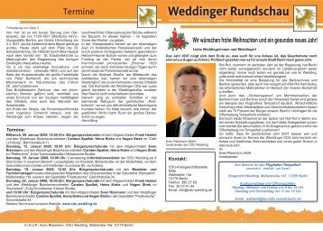 Weddinger Rundschau - CDU Ortsverband Wedding in Berlin-Mitte